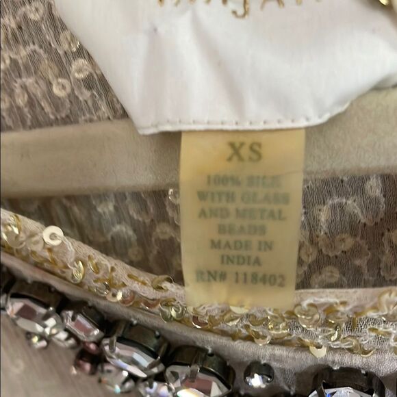 Elijah Cream Crystal and sequin embellished Sleeveless Silk shift Dress NWT - Picture 12 of 12